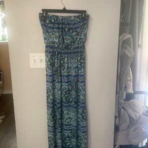 Trixxi Blue Full Legnth Maxi Dress Strapless XS
